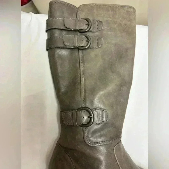 Born Women’s Attila Grey Burnish Tall Soft Leather Boots Size 8 - Picture 8 of 15